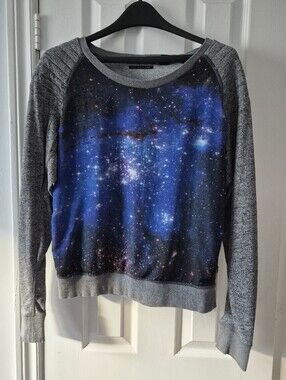 Maison Scotch Galaxy Print Gray Raglan Sweatshirt